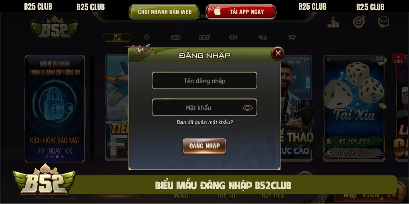 Biểu mẫu đăng nhập B52club