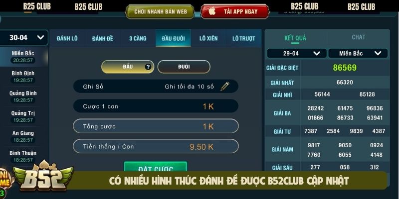 Có nhiều hình thức đánh đề được B52Club cập nhật