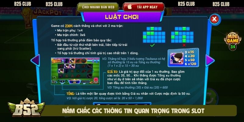 Nắm chắc các thông tin quan trọng trong slot