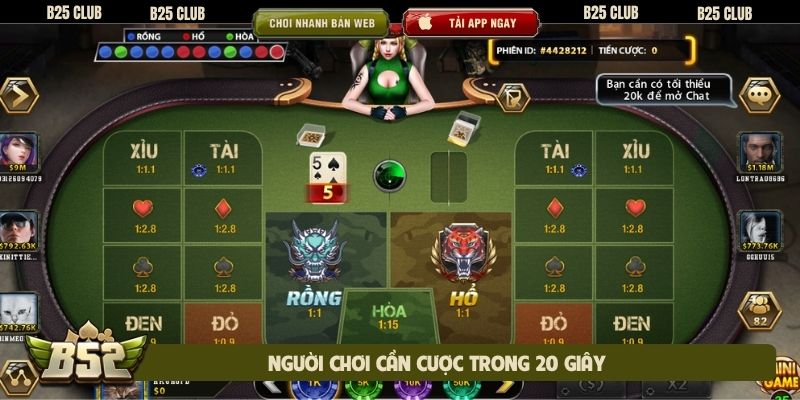 Người chơi cần cược trong 20 giây